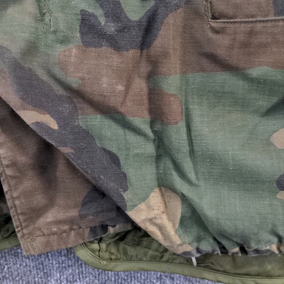 U.S. Military Cold Weather Coat W/ Liner Woodland Camo Green Brown SZ XL Vintage - Picture 12 of 16